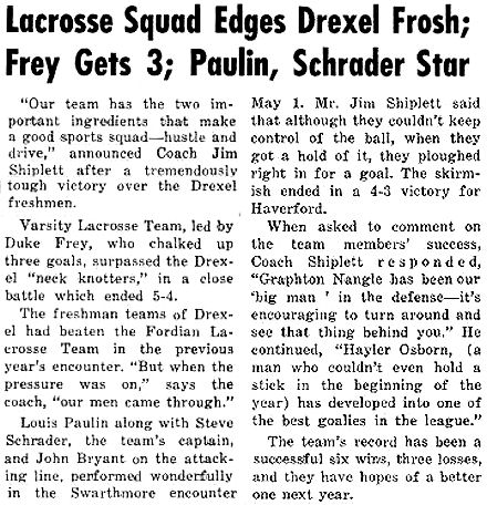 Lacrosse edges Drexes article
